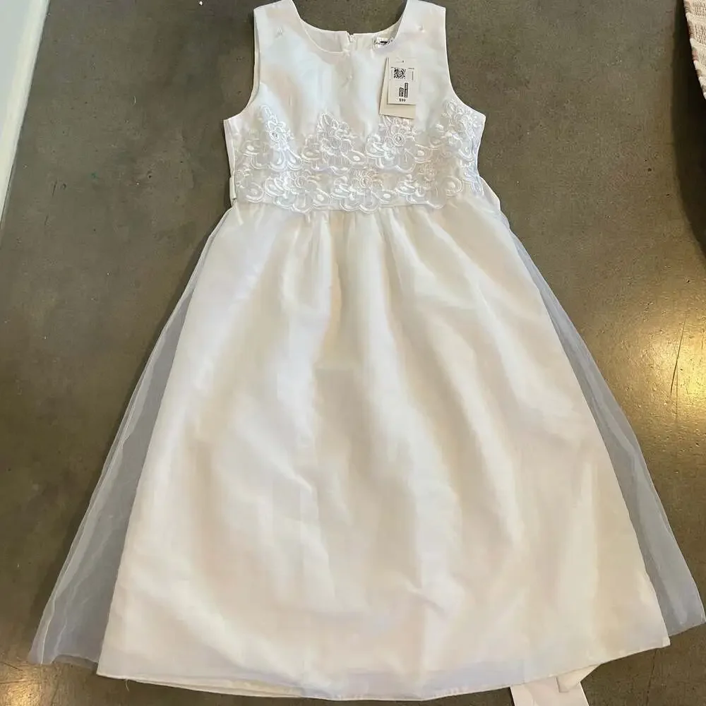 Emerald gumdrops white formal flower girl wedding dress baptism Christening 12